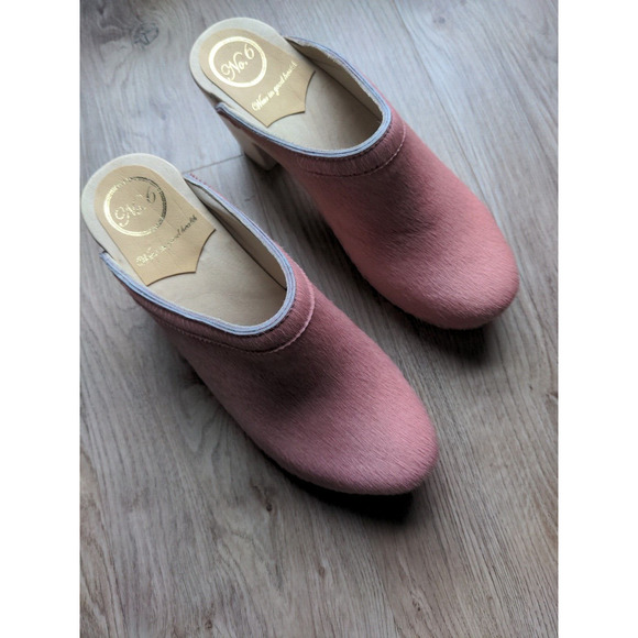 No.6 Old School Clogs High Heel Pink Pony Hair Womens 7.5 - 8 EU 38 - Picture 7 of 16